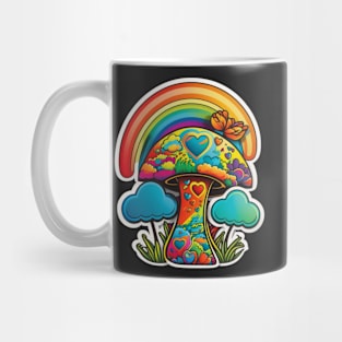 Groovy Psychedelic Mushrooms in Black Mug